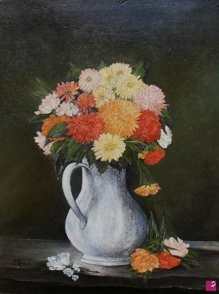quadri in vendita online - Brocca bianca con fiori