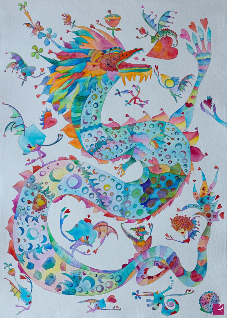 quadri in vendita online - Bubble Dragon