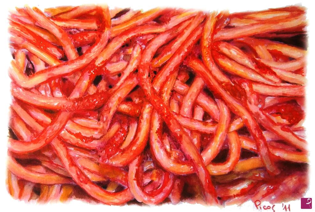 quadri in vendita online - Bucatini all'amatriciana