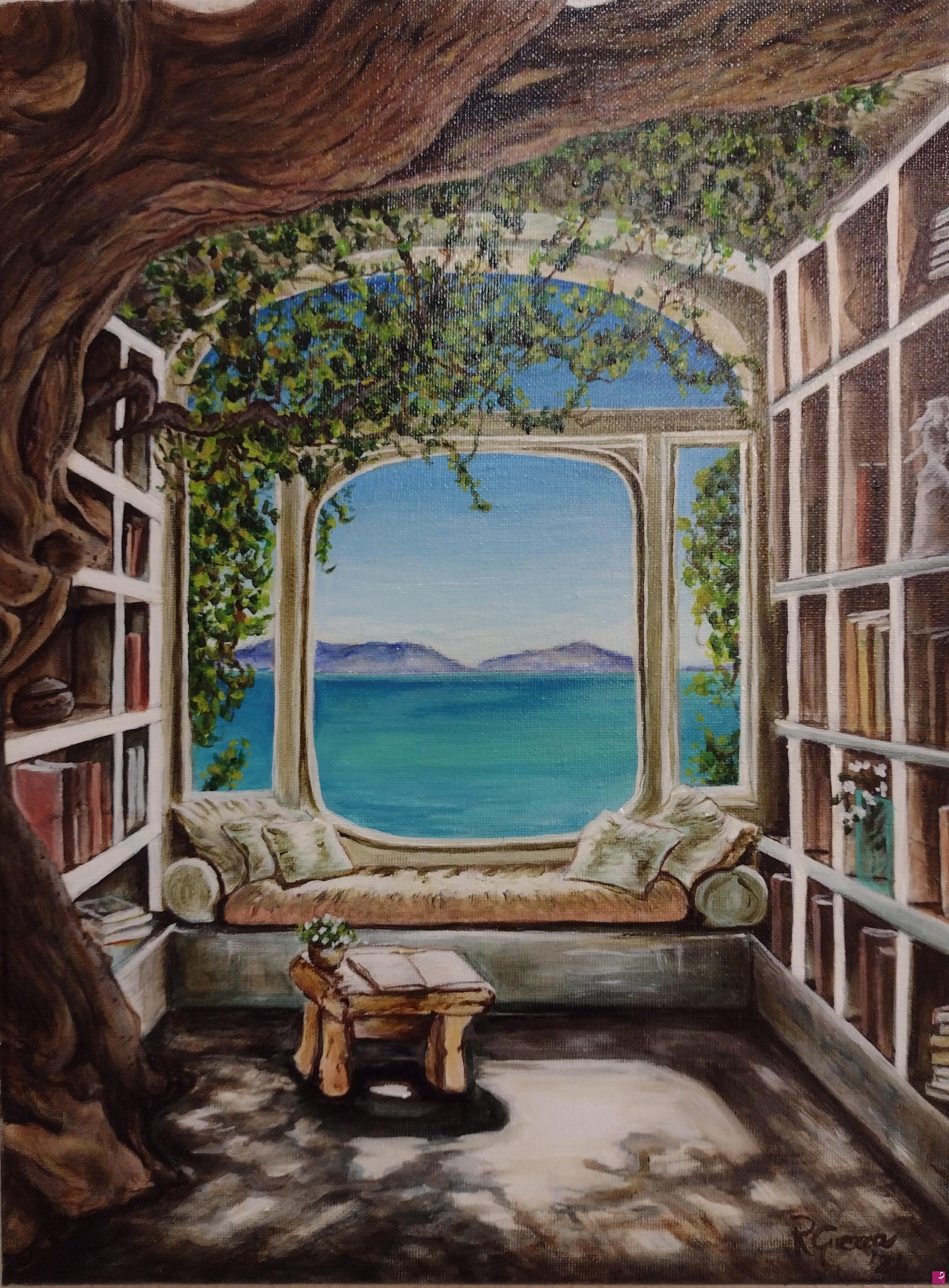 quadri in vendita online - Buen retiro. Bozzetto per trompe-l'oeil 