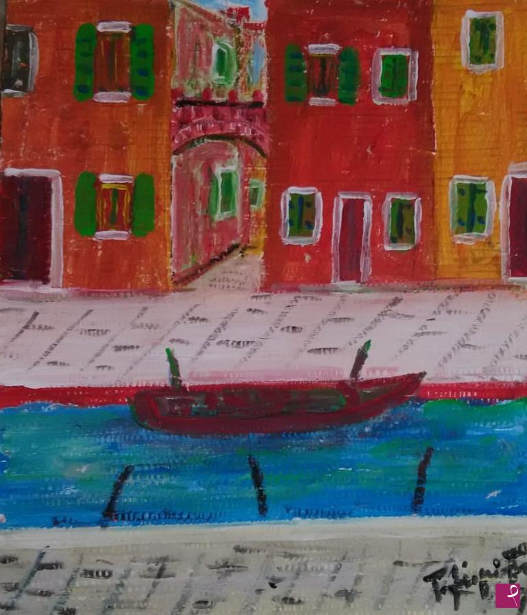 quadri in vendita online - Burano con la barca