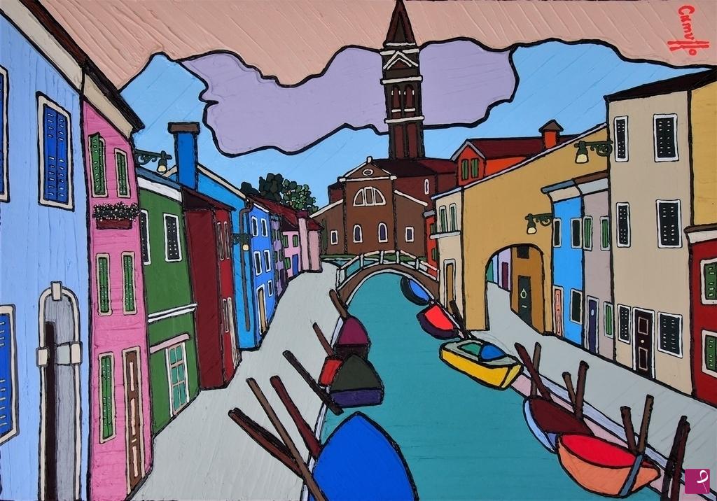 quadri in vendita online - Burano, vista del canale