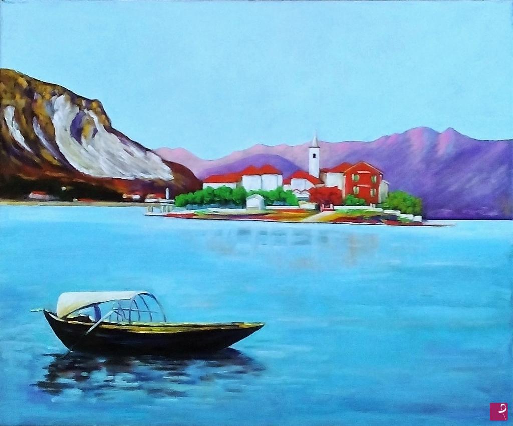 quadri in vendita online - BURCHIELLO E ISOLA DEI PESCATORI - STRESA (2014)