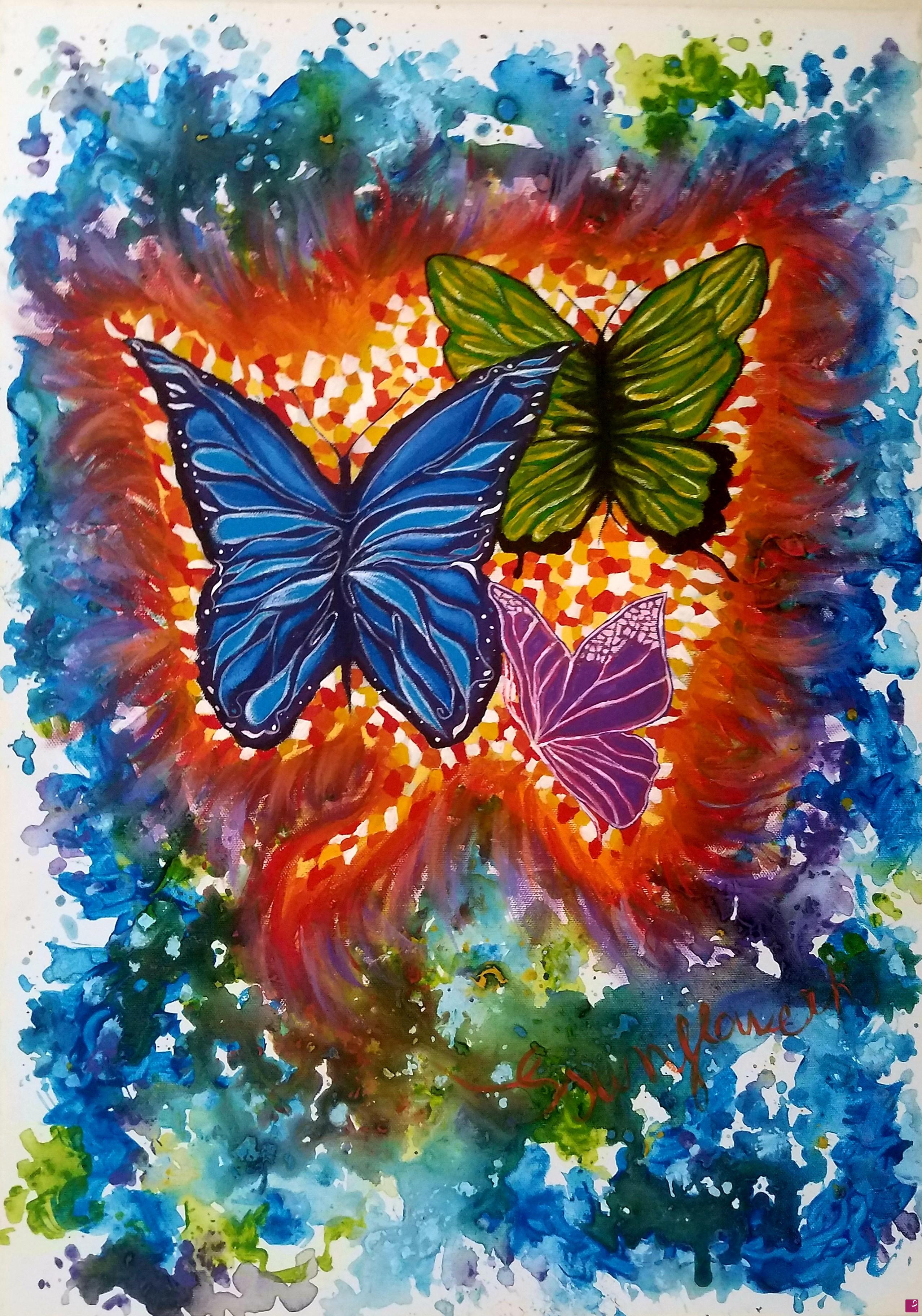 quadri in vendita online - Butterflies on fire 