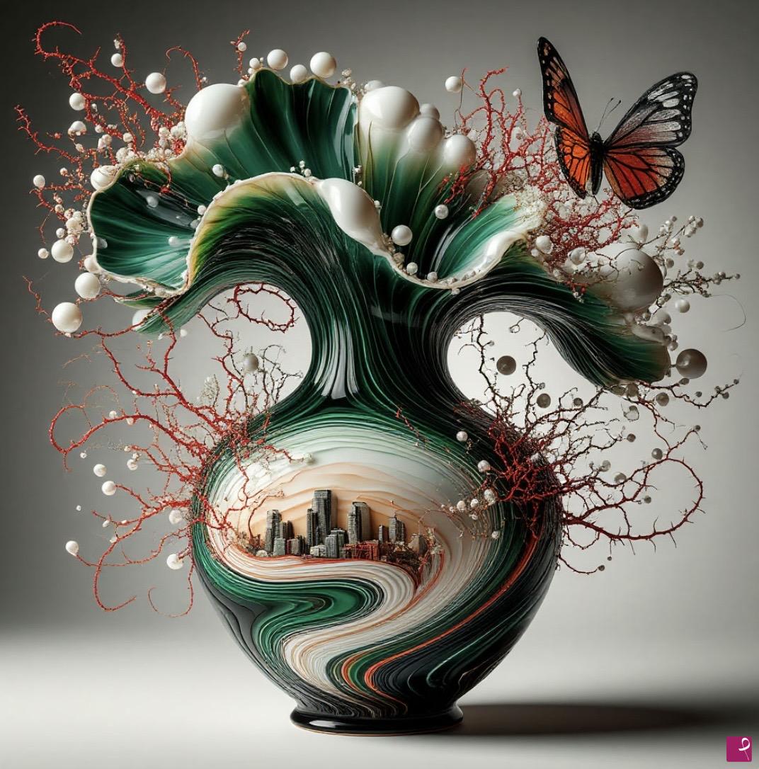 quadri in vendita online - Butterfly on a vase