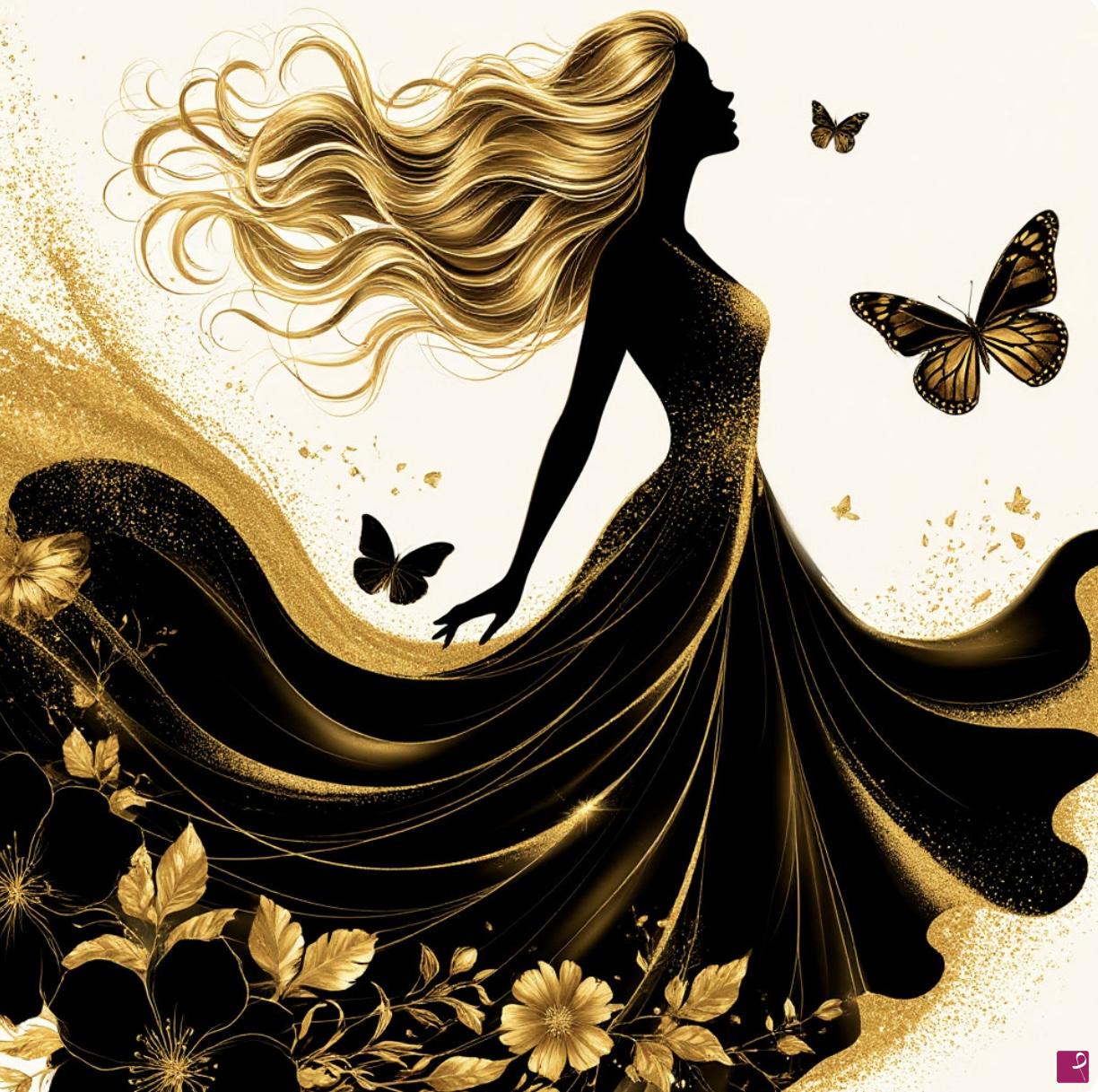 quadri in vendita online - Butterfly’s and girl in dress 