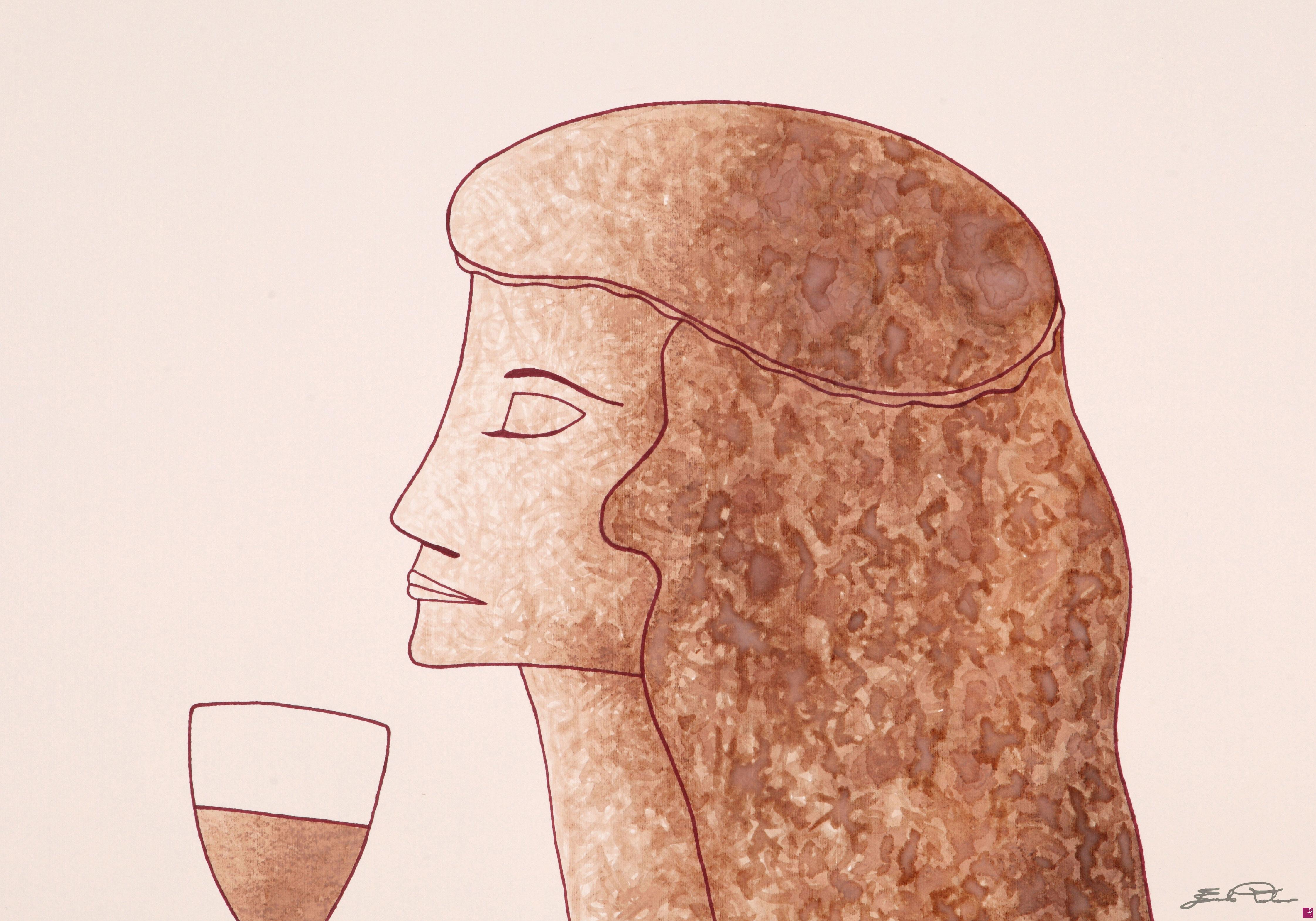 quadri in vendita online - © Volto di donna con vino