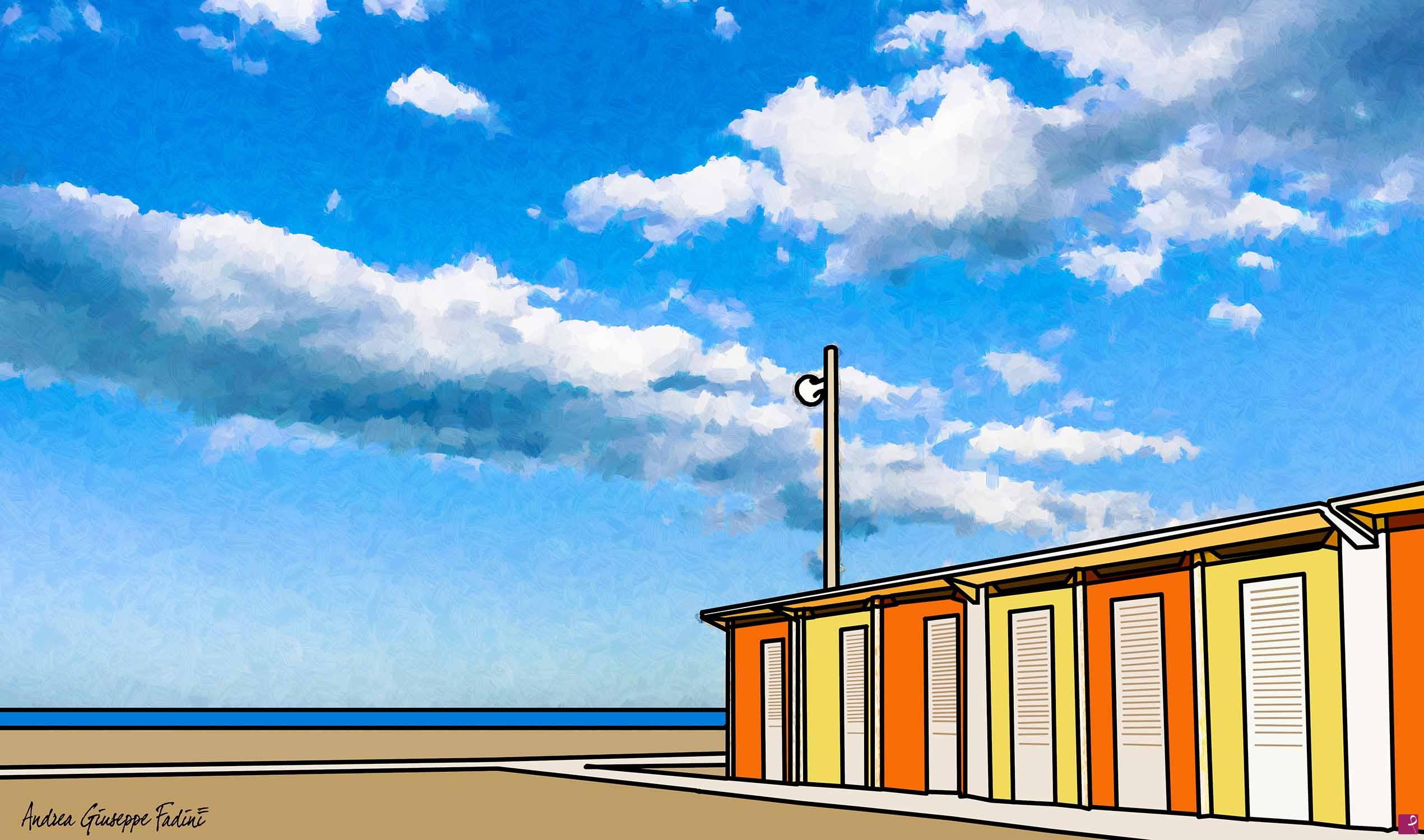 quadri in vendita online - Cabine sulla spiaggia
