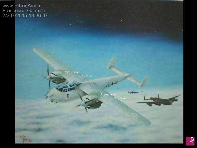 quadri in vendita online - Caccia notturno Dornier in azione