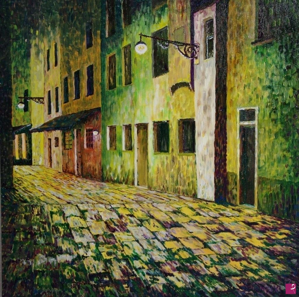 quadri in vendita online - calle di notte a venezia