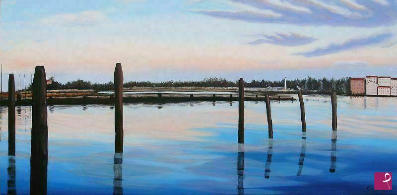 quadri in vendita online - Calma apparente sulla laguna di Chioggia
