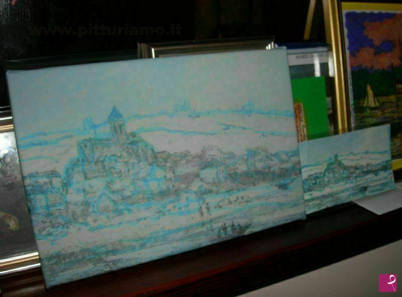 quadri in vendita online - Camerino innevata in stile impressionista
