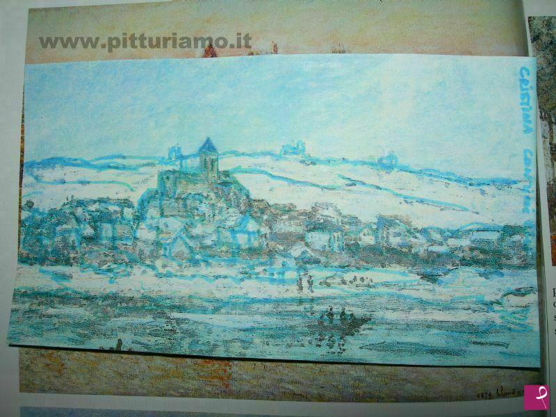 quadri in vendita online - Camerino sotto la neve in stile impressionista