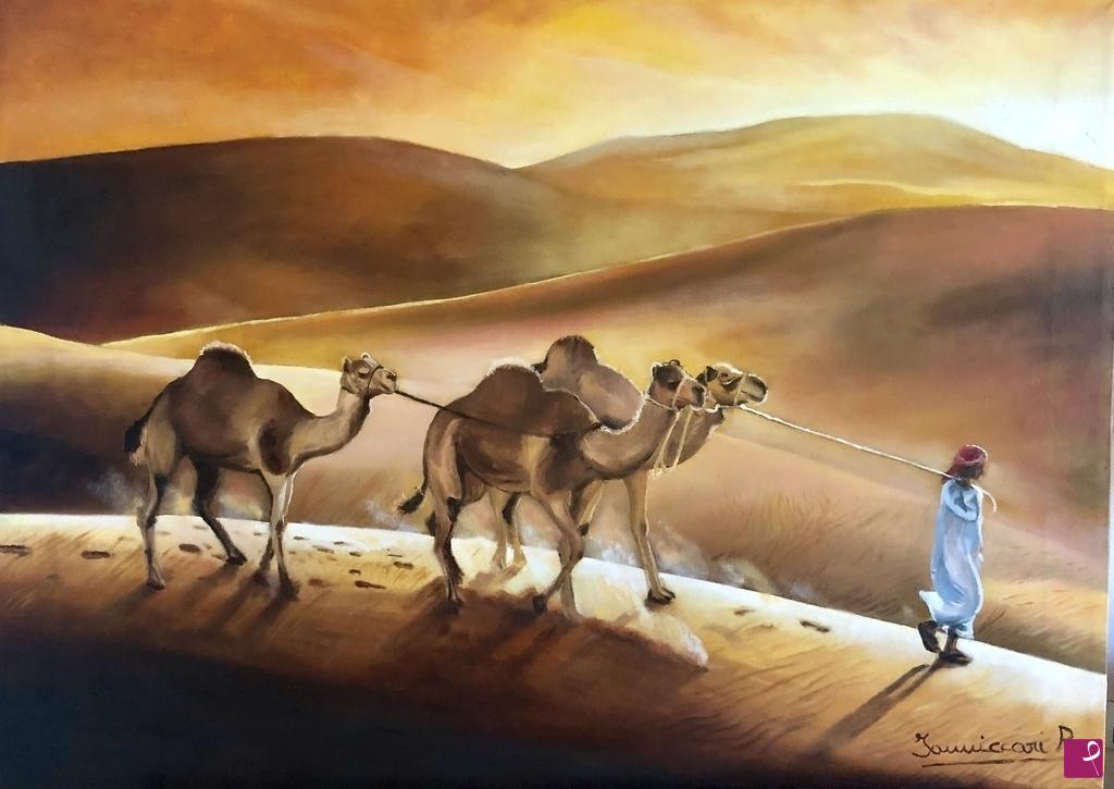 quadri in vendita online -  Cammelli nel deserto 