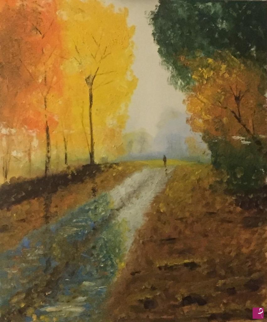 quadri in vendita online - Camminando in autunno