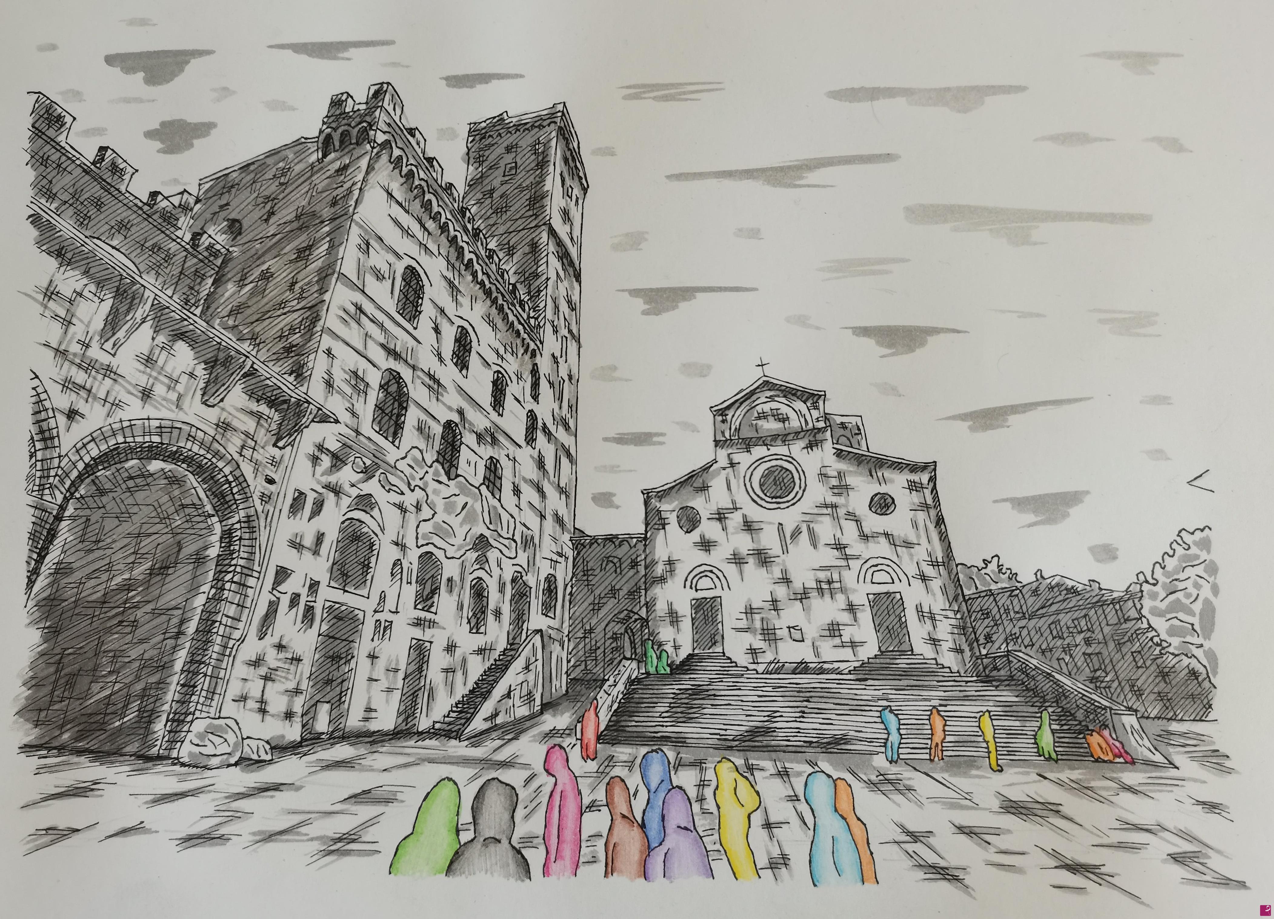 quadri in vendita online - Camminando per San Gimignano