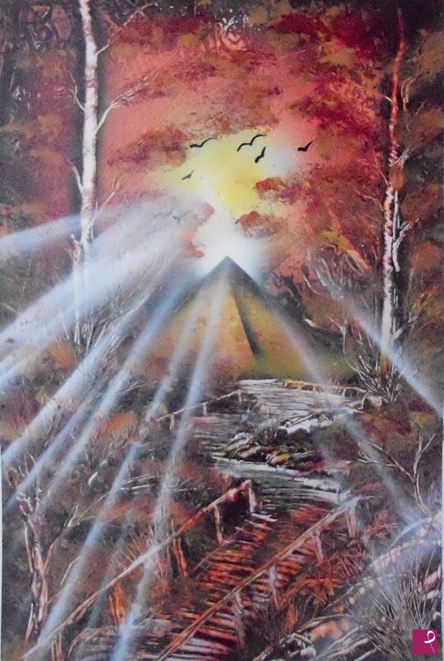 quadri in vendita online - CAMMINO DELLA PIRAMIDE NEL BOSCO