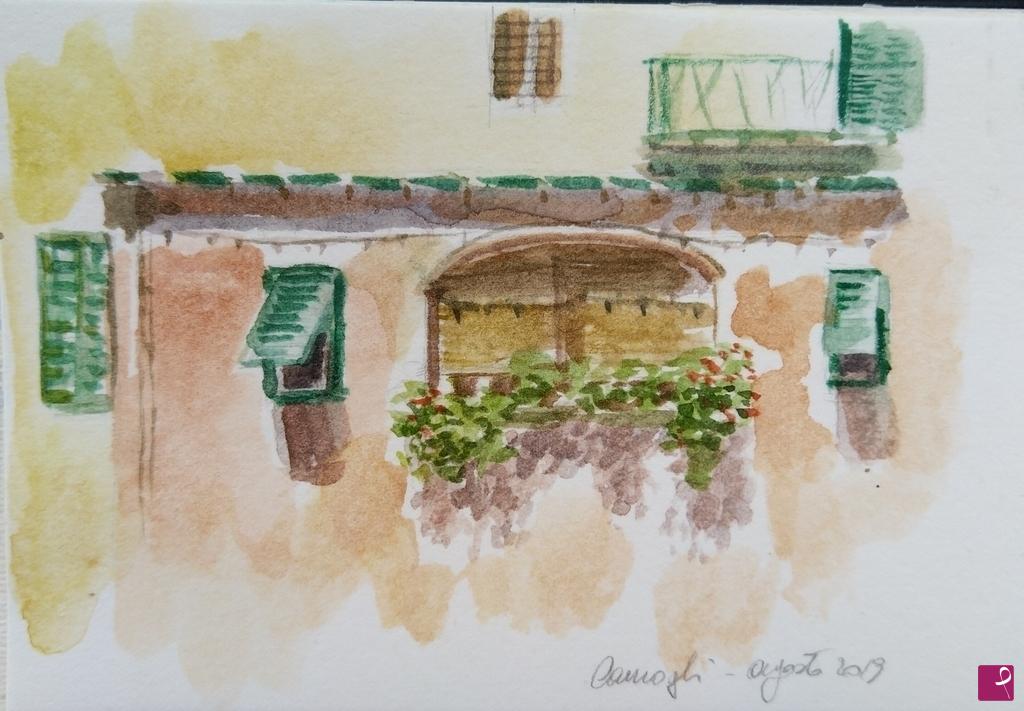 quadri in vendita online - Camogli - Finestra con fiori