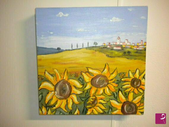 quadri in vendita online - Campagna di girasoli