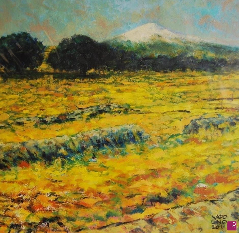 quadri in vendita online - campagna iblea con l'Etna all'orizzonte