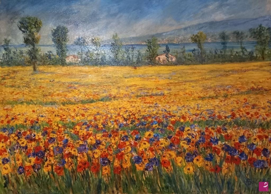 quadri in vendita online - Campagna in fiore