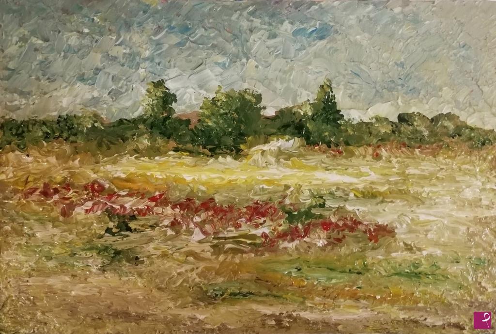 quadri in vendita online - Campagna in fiore