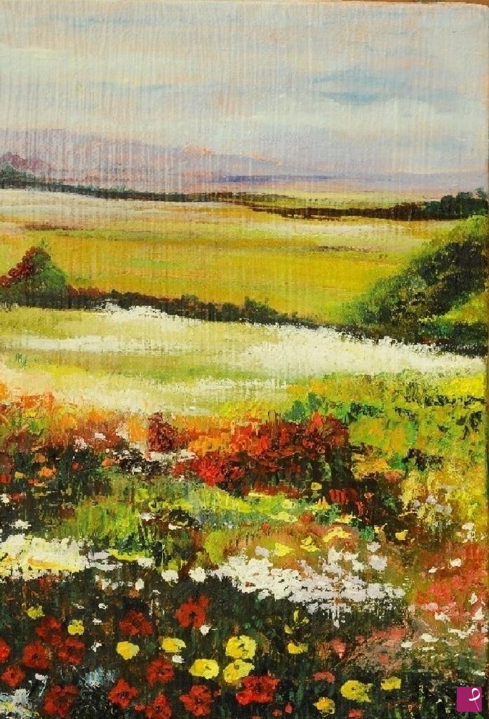quadri in vendita online - Campagna in fiore