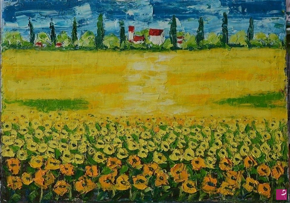 quadri in vendita online - "Campo di girasoli"