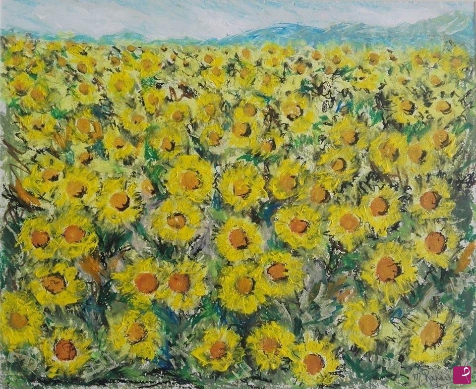 quadri in vendita online - Campo di girasoli