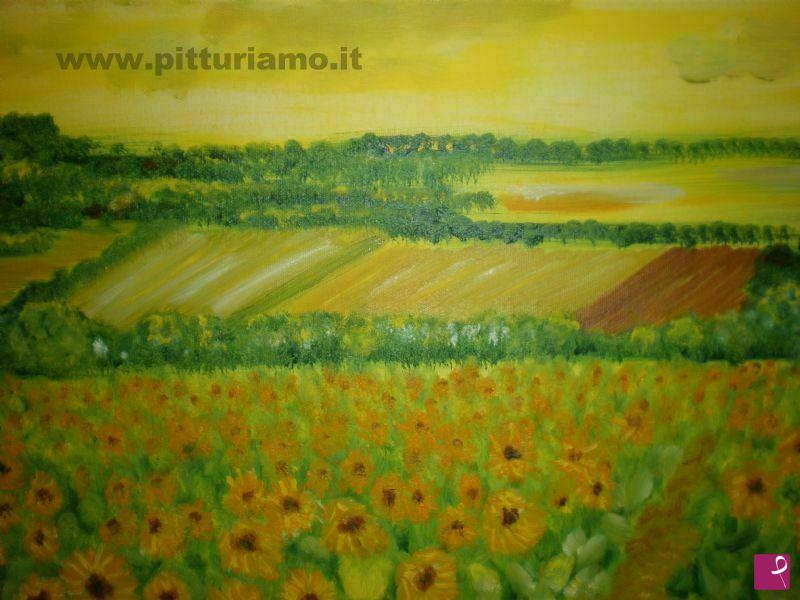 quadri in vendita online - Campo di girasoli