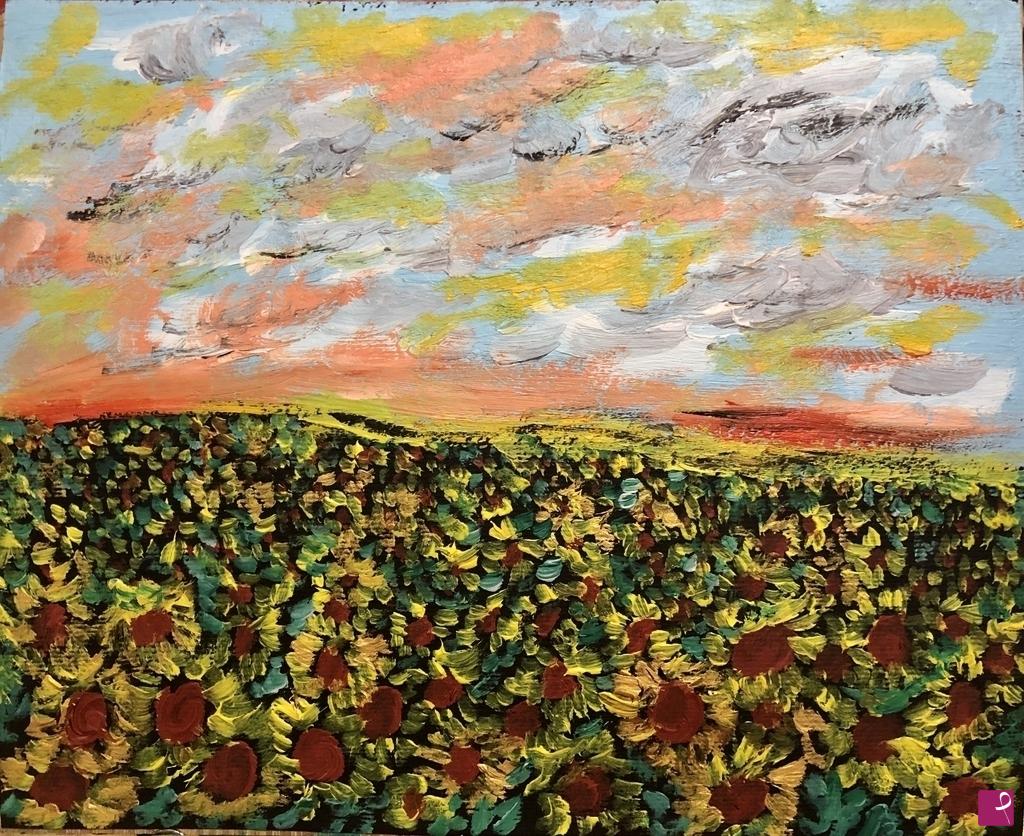 quadri in vendita online - Campo di girasoli