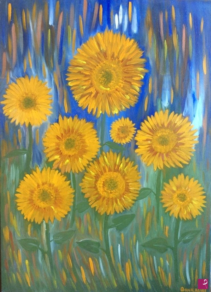 quadri in vendita online - Campo di girasoli