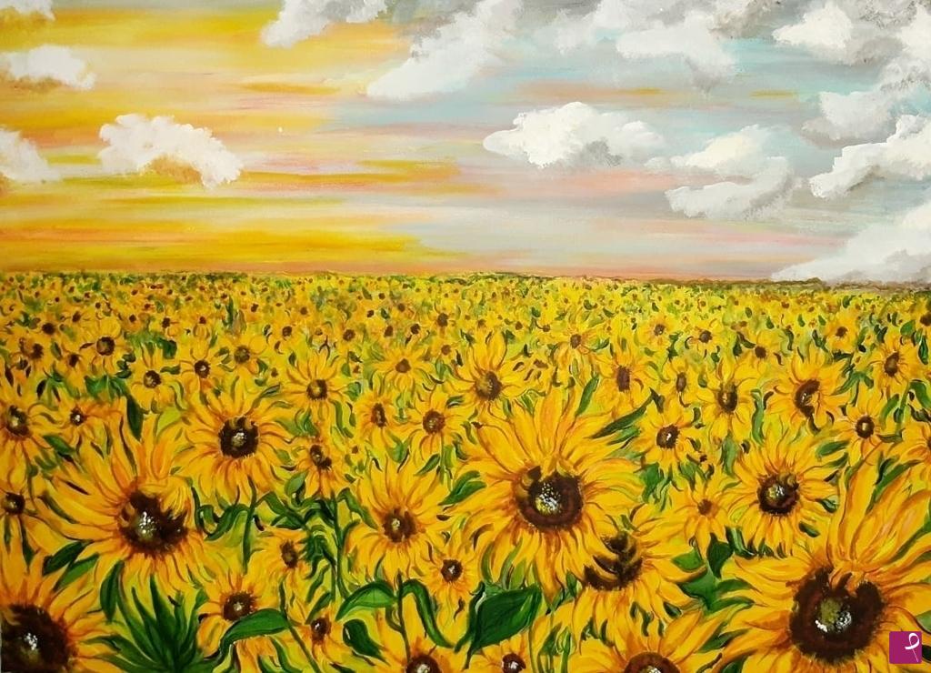 quadri in vendita online - Campo di girasoli
