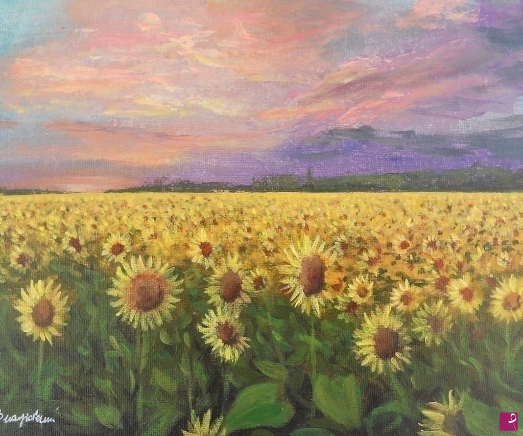 quadri in vendita online - Campo di girasoli