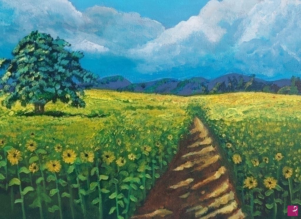 quadri in vendita online - Campo di girasoli 