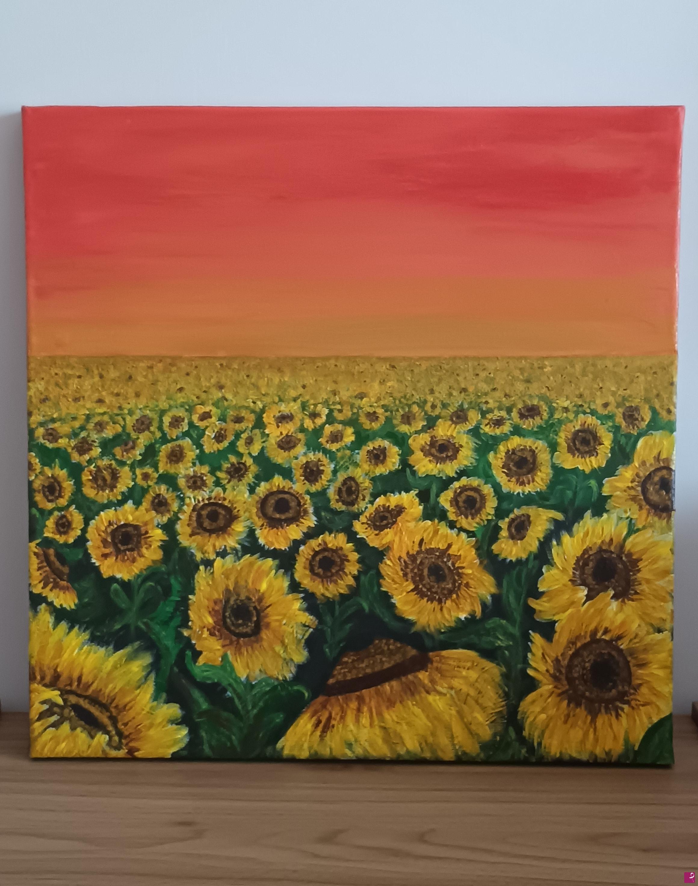 quadri in vendita online - Campo di girasoli
