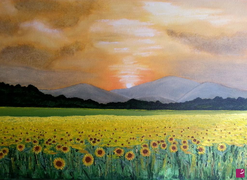quadri in vendita online - Campo di girasoli