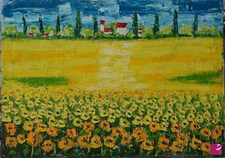 quadri in vendita online - "Campo di girasoli"