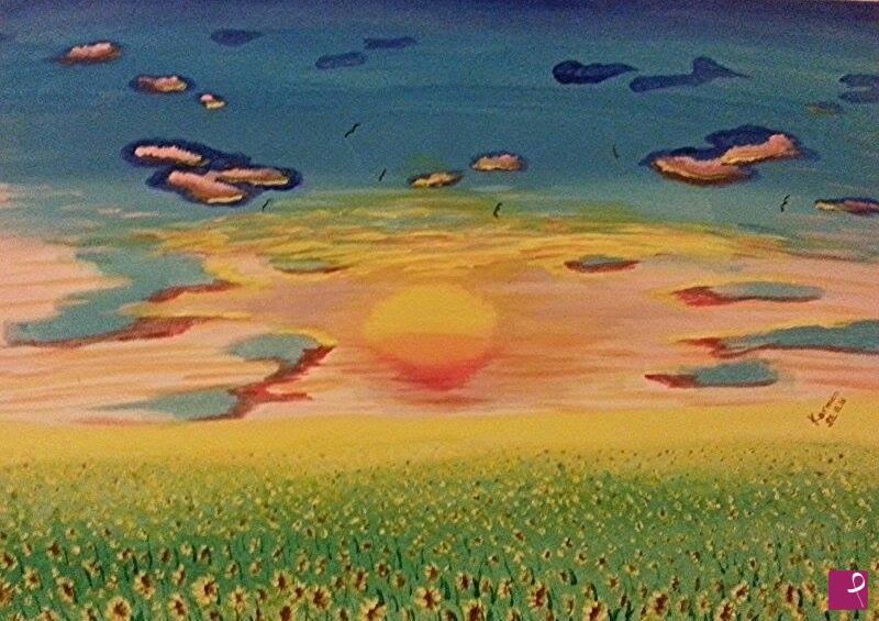 quadri in vendita online - Campo di girasoli