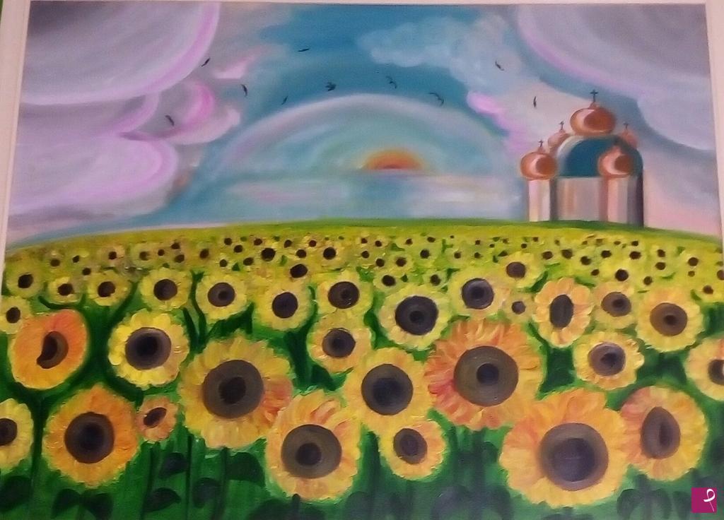 quadri in vendita online - Campo di girasoli in Ucraina