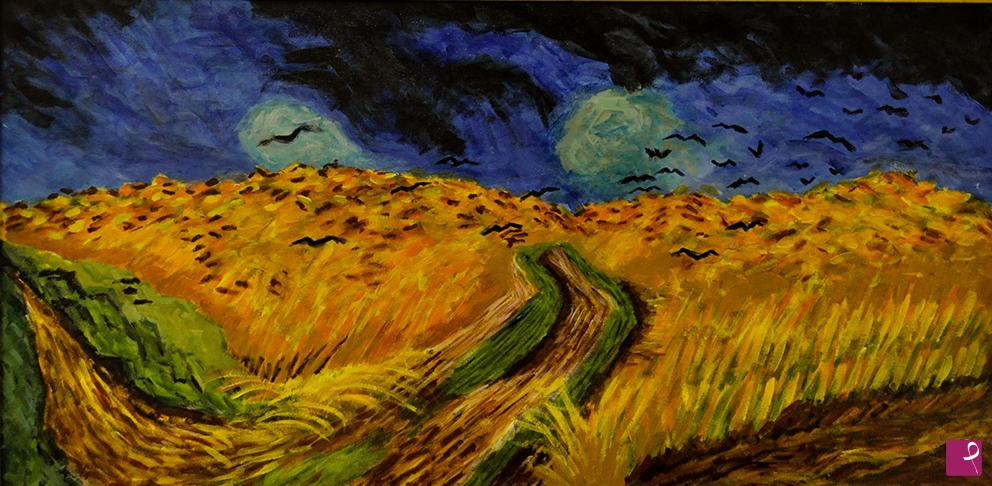 quadri in vendita online - campo di grano con corvi