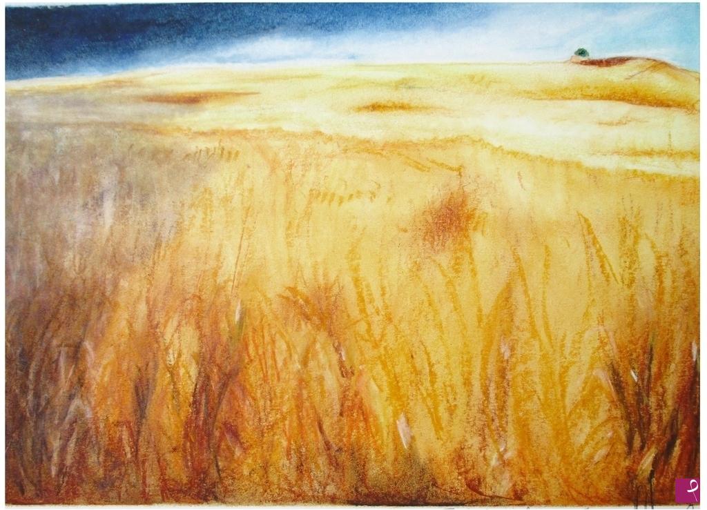quadri in vendita online - campo di grano con nuvola