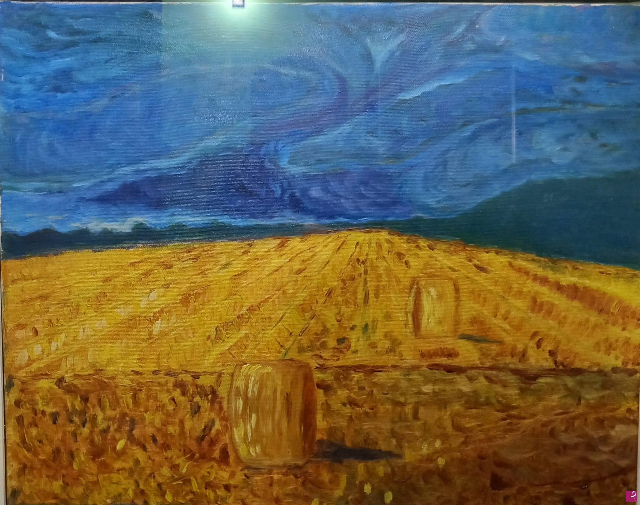 quadri in vendita online - Campo di grano in notturna