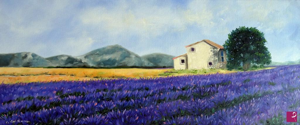 quadri in vendita online - Campo di lavanda