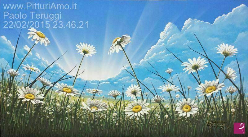 quadri in vendita online - campo di margherite