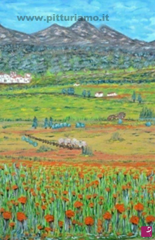 quadri in vendita online - Campo di papaveri