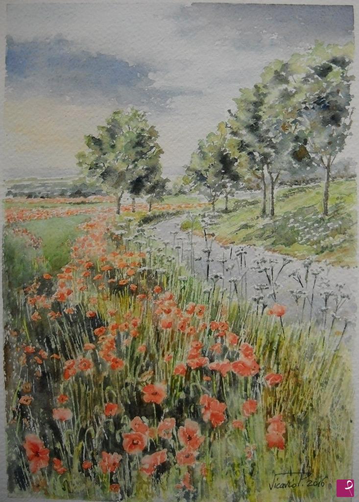 quadri in vendita online - Campo di papaveri