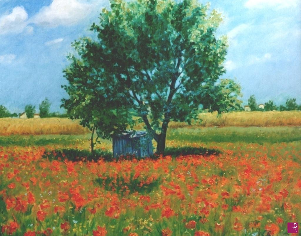 quadri in vendita online - Campo di papaveri