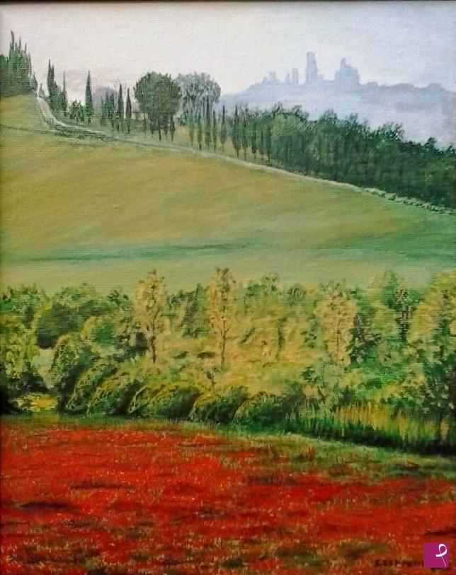 quadri in vendita online - Campo di papaveri