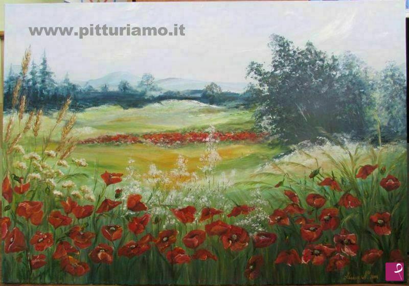 quadri in vendita online - campo di papaveri